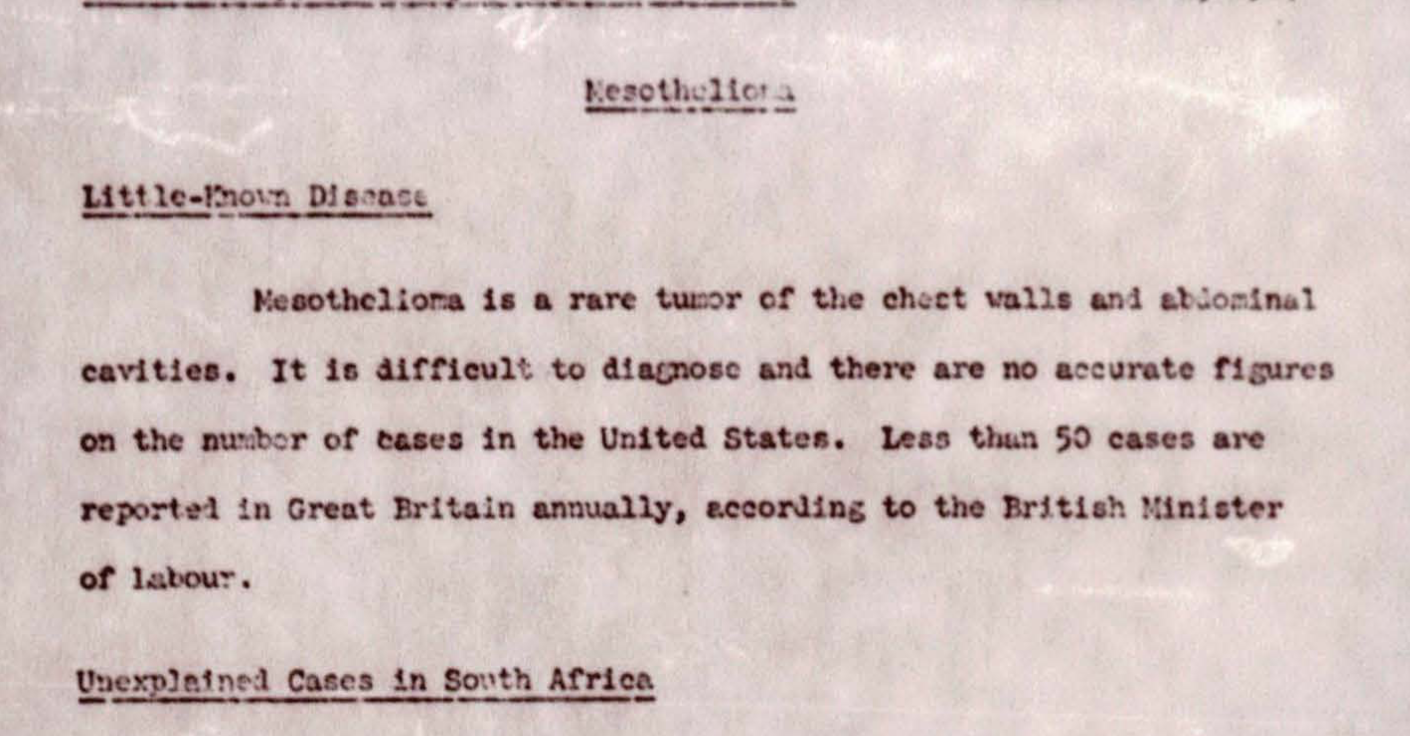 Little Known Disease Mesothelioma Report 12 1 67