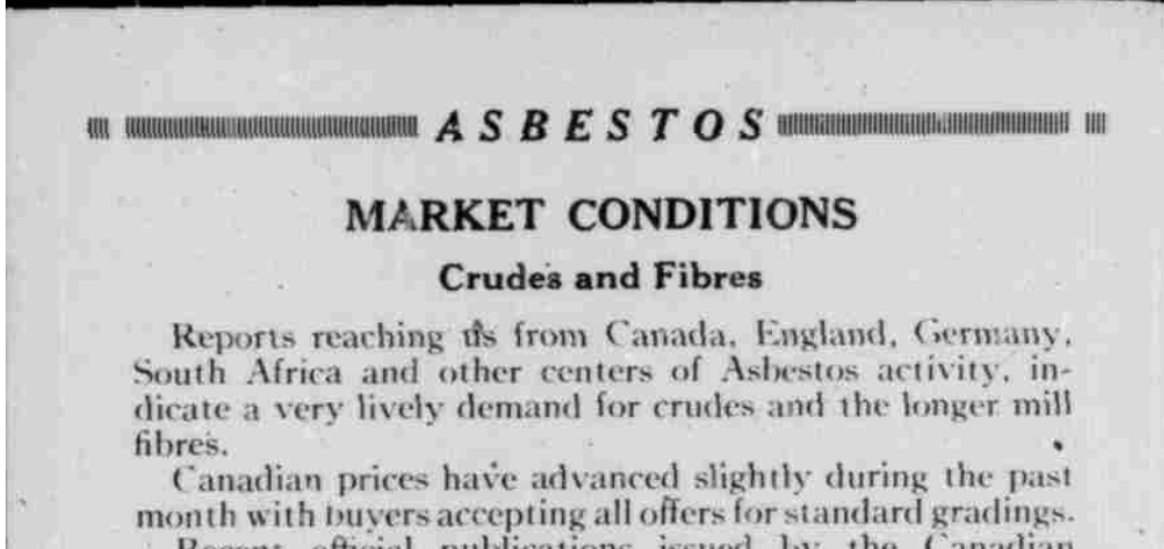 Asbestos Market conditions 1919 October AsbestosMagazine